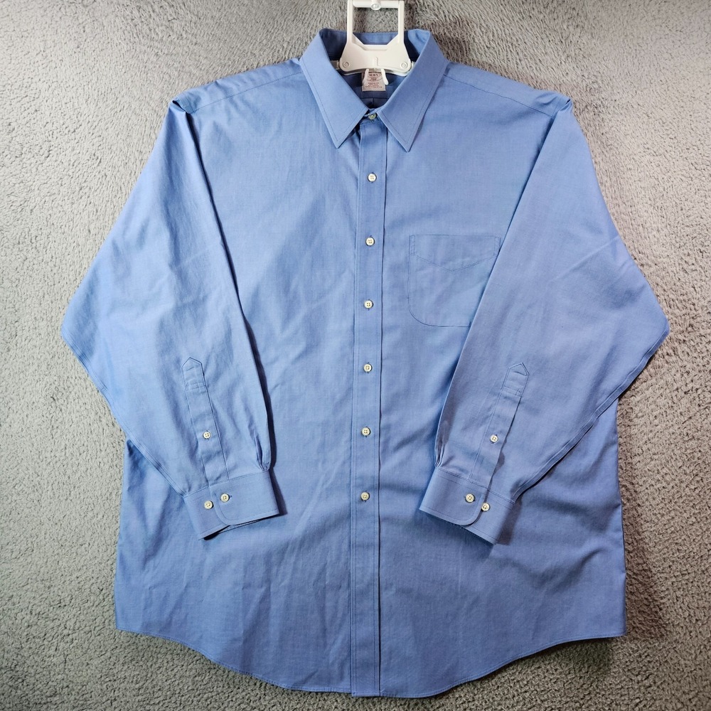 Brooks Brothers 346 Shirt Men‎ 18-4/5 Regular Fit Button Up Long Sleeve Blue - Picture 3 of 10